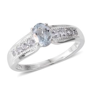 Sterling silver Sky Blue Topaz & wht Topaz  Ring